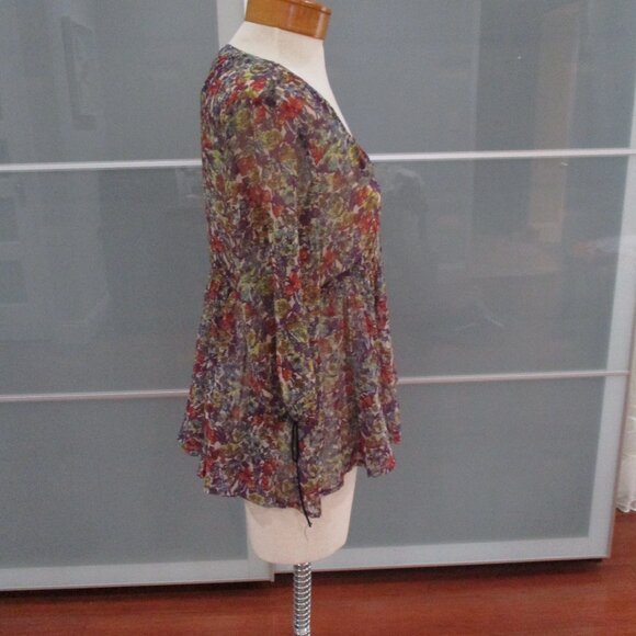 Rapsodia 3/4 Sleeve Sheer Peasant Top - Picture 4 of 5